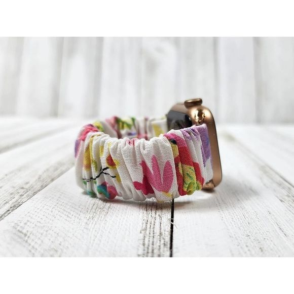Spring Bird Scrunchies Watch Band for Apple Watch, Fitbit Sense, Versa 3 2 1 - Picture 3 of 6